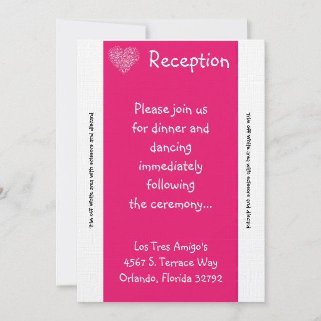 3.5x7 Reception Card Pink Floral Petals (Front)