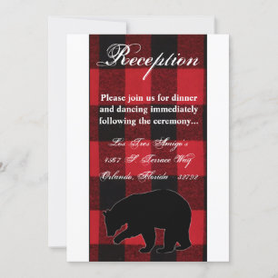 3.5x7 Reception Card Red Buffalo Plaid Bear Black