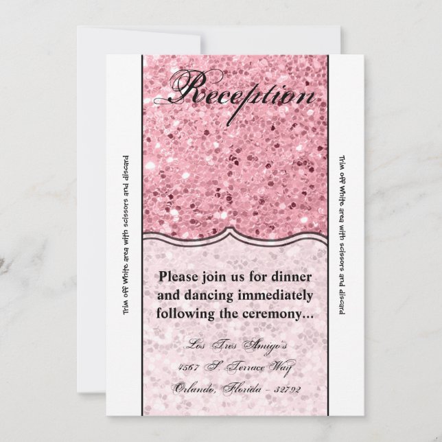 3.5x7 Reception Card Rose Gold Glitter (Front)
