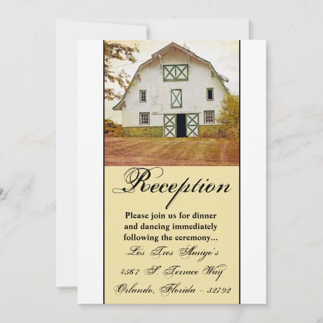 3.5x7 Reception Card Sunset Barn Country Rustic Fi (Front)