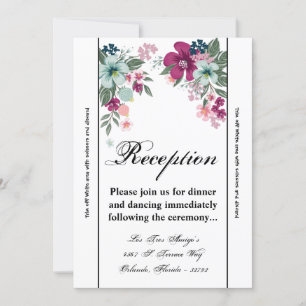 3.5x7 Reception Card Tropical Flower on White