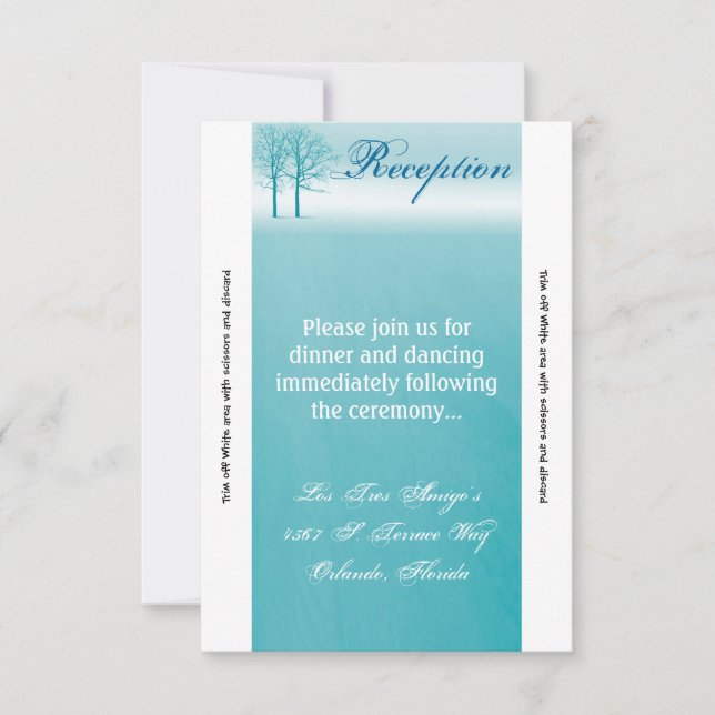 3.5x7 Reception Card Two Winter Trees Snow Path (Front)