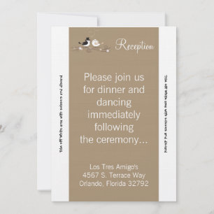 3.5x7 Reception Card Wedding Birds Brid