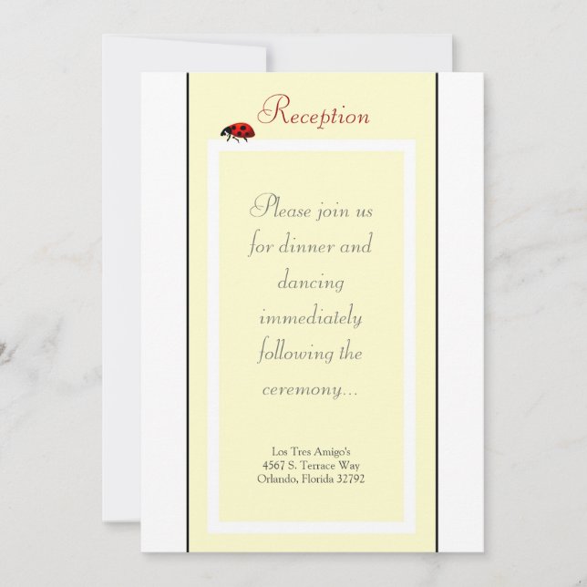 3.5x7 Reception Card Yellow and Lady Bug (Front)