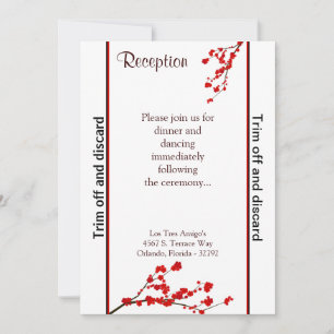 3.5x7 Reception Red Cherry Blossom Invitation