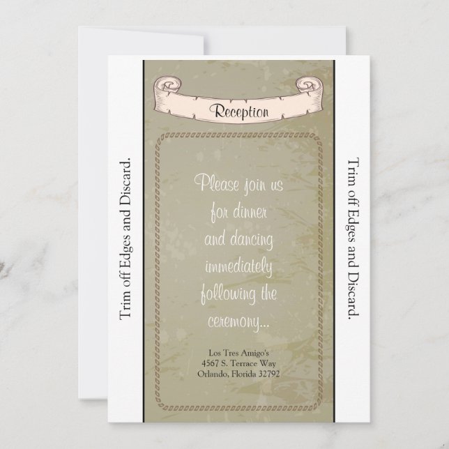 3.5x7 Wedding Reception Card Vintage Vinyard (Front)