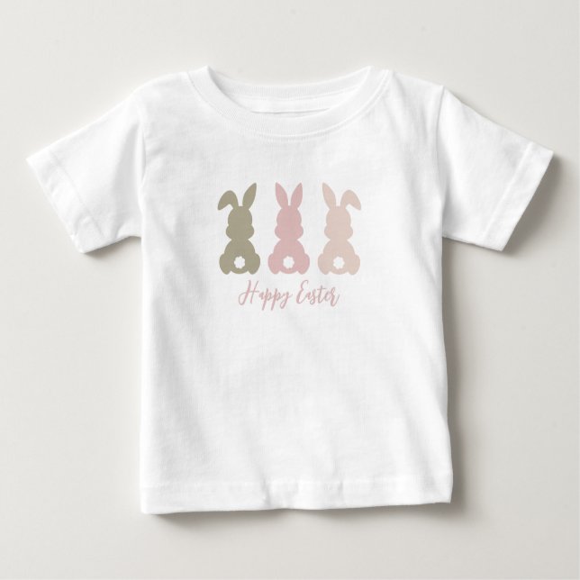 3 Adorable Bunny Rabbits | Happy Easter Baby T-Shirt (Front)