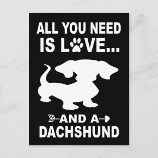 3 All You Need Is Love And A Dachshund Dachshund L Postcard