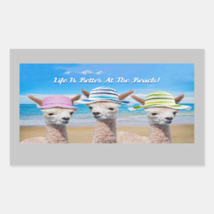 3 Alpacas Life Is Better At The Beach! DIY Message Rectangular Sticker