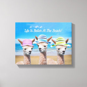 3 Alpacas Life Is Better At The Beach! Your Photo Canvas Print