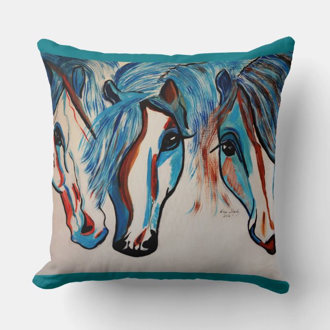 3 AMIGO   HORSES CUSHION (Front)