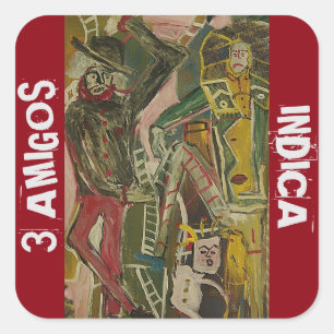 3 AMIGOS INDICA SQUARE STICKER