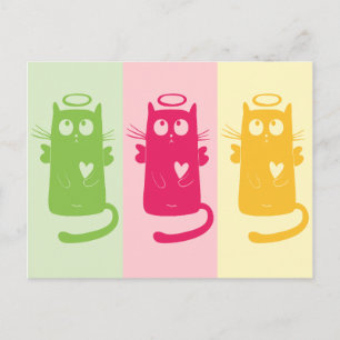 3 Angelic Cats Postcard