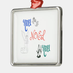 3 Angels Blowing Trumpet Praying Noel Metal Ornament