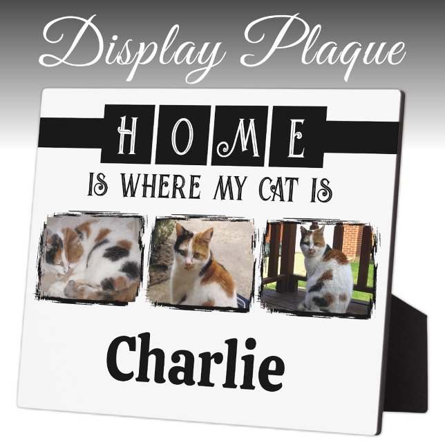 3 animal pet photo collage white black plaque (Creator Uploaded)