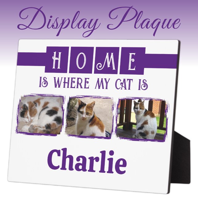 3 animal pet photo collage white purple plaque (Creator Uploaded)