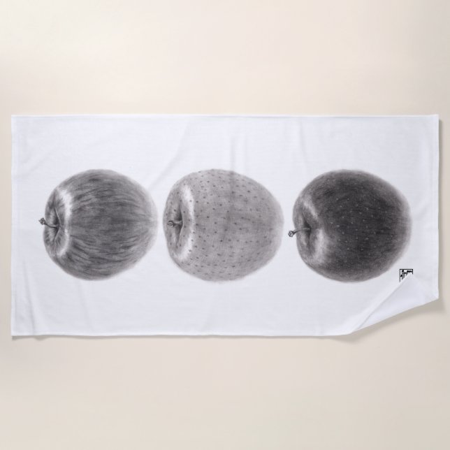 3 apples vertical beach towel (Front)
