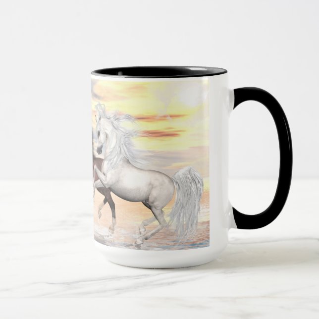3 Arabian Horses 15 oz Ringer Mug (Right)