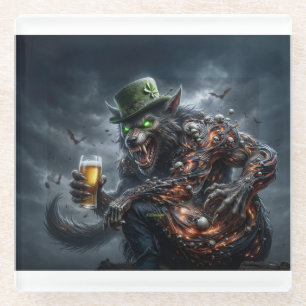 3 Arm Irish Werewolf Glass Coaster