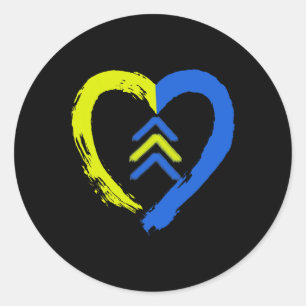3 Arrows Heart Love Down Syndrome Awareness Classic Round Sticker