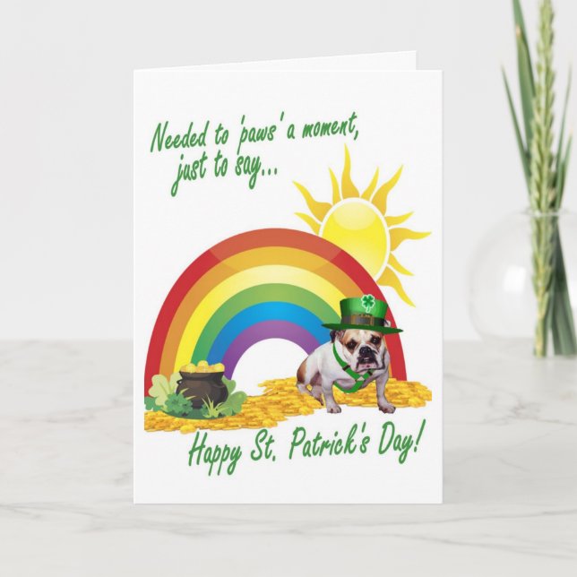 3. Awesome Bulldog St. Patrick's Day Card (Front)