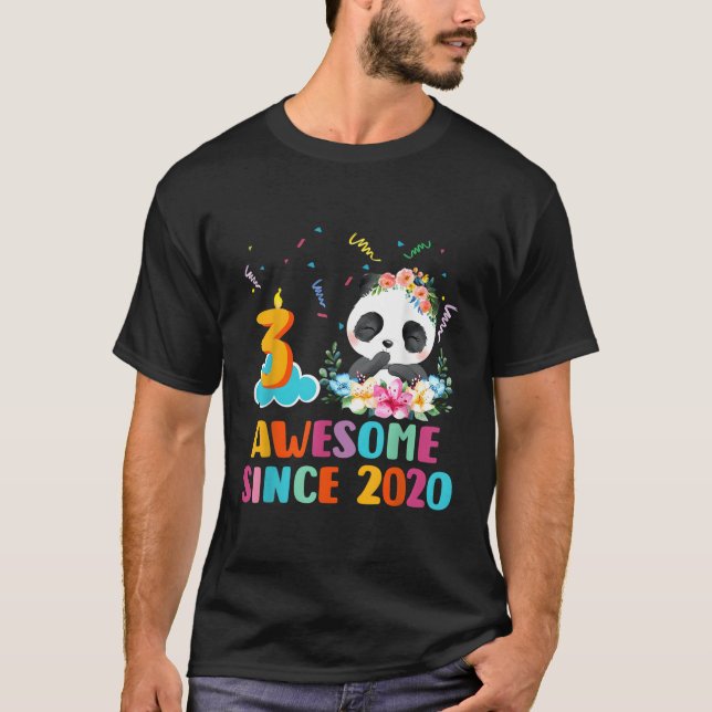 3 Awesome Since 2020 3Rd Panda Unicorn T-Shirt (Front)