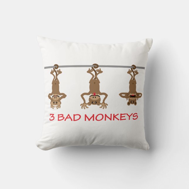 3 bad monkeys cushion (Front)