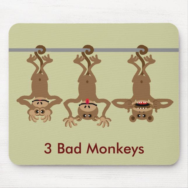3 bad monkeys mouse pad (Front)