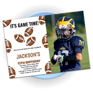 3 Balls Football Birthday Invitations with photo