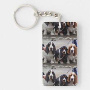 3 Basset_hound_puppies Key Ring
