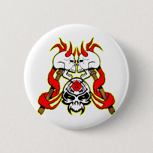 3 Battle Skulls Tattoo 6 Cm Round Badge