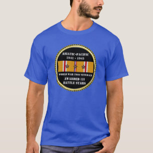 3 BATTLE STARS WWII Asiatic Pacific Veteran T-Shirt
