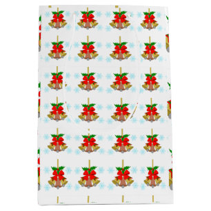 3 Bells in the Snow Wrapping Paper Medium Gift Bag
