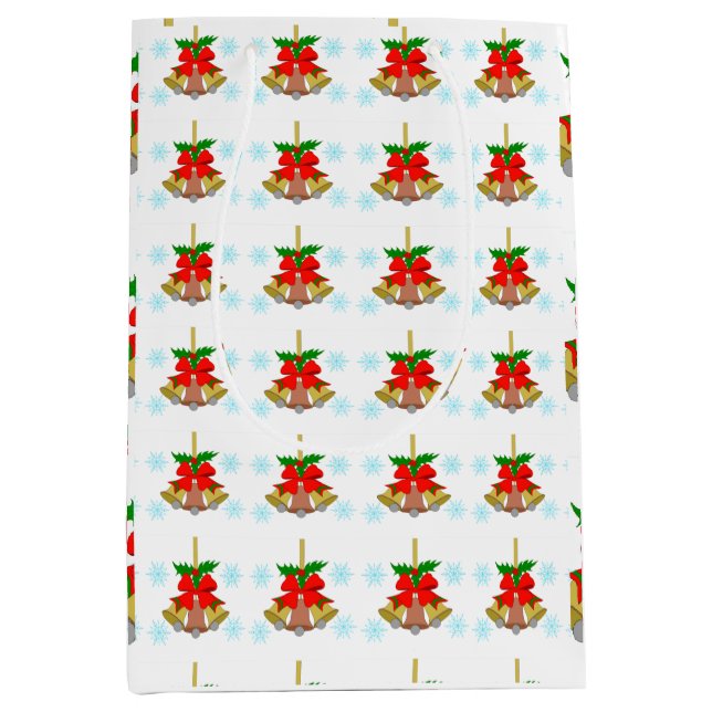 3 Bells in the Snow Wrapping Paper Medium Gift Bag (Front)