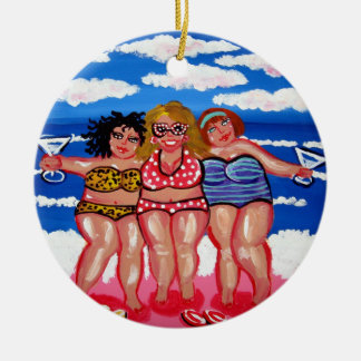 3 Best Friend Martini Beach Divas Round Ornament