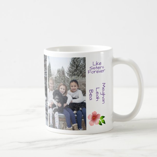 3 Best Friends Like Sisters Personalise Names Coffee Mug (Right)