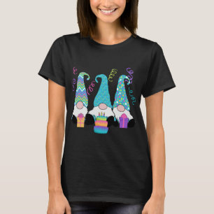 3 Birthday Gnomes Birthday Cake, Presents, Confett T-Shirt