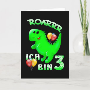 3 Birthday Kids Dinosaur Card