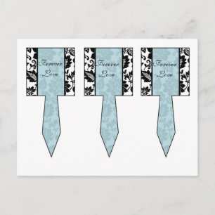 3 Black/Blue Floral Damask Wedding Cup Cake Picks Postcard