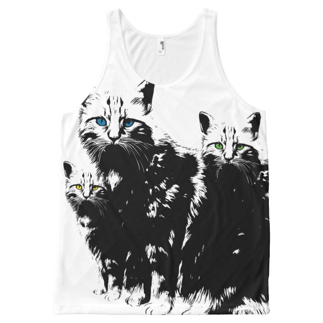 3 Black Cats All-Over Print Singlet (Front)