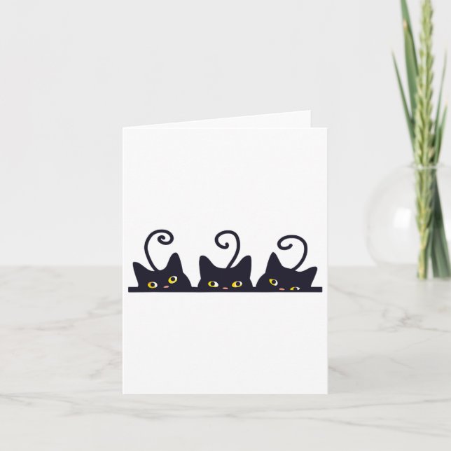 3 Black Cats Funny Cat Lovers Design Women Men Gir Card (Front)