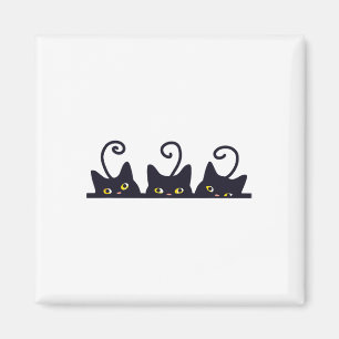 3 Black Cats Funny Cat Lovers Design Women Men Gir Magnet