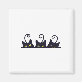 3 Black Cats Funny Cat Lovers Design Women Men Gir Magnet