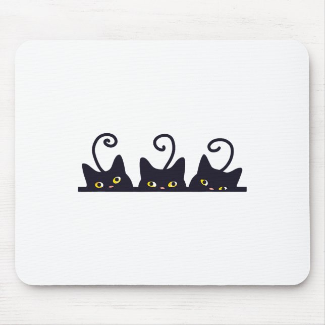 3 Black Cats Funny Cat Lovers Design Women Men Gir Mouse Pad (Front)