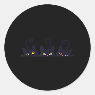 3 Black Cats Funny Cute Design Women Men Girl Boy Classic Round Sticker