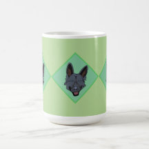 3 Black German Shepherd green diamond mug