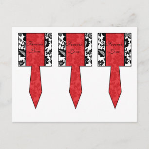 3 Black/Red Floral Damask Wedding Cup Cake Picks Postcard