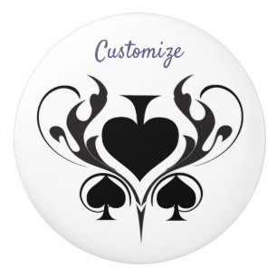 3 Black Spades Tribal Thunder_Cove Ceramic Knob