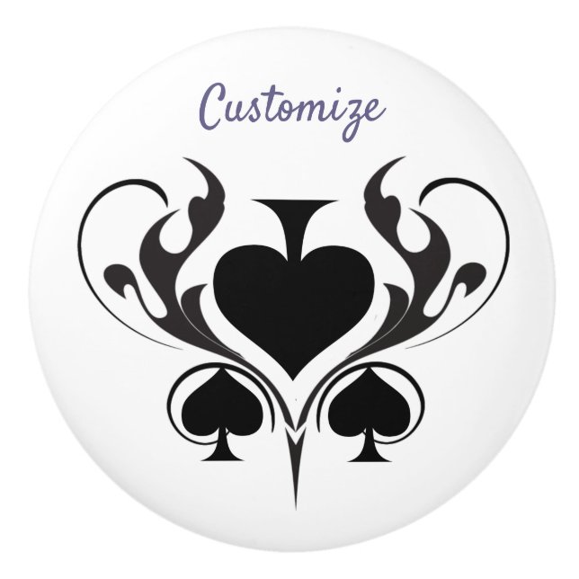 3 Black Spades Tribal Thunder_Cove  Ceramic Knob (Front)