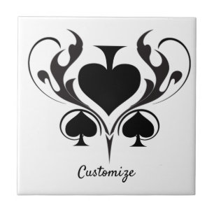 3 Black Spades Tribal Thunder_Cove Ceramic Tile